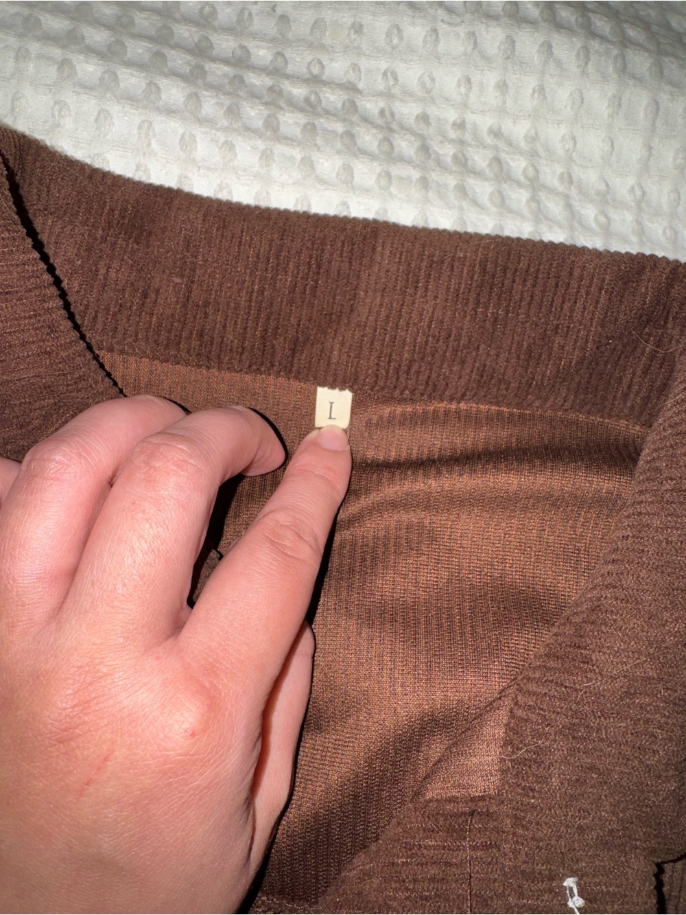 2/$10 - Brown Corduroy jacket with Turquoise Aztec Sleeves - Picture 3 of 4